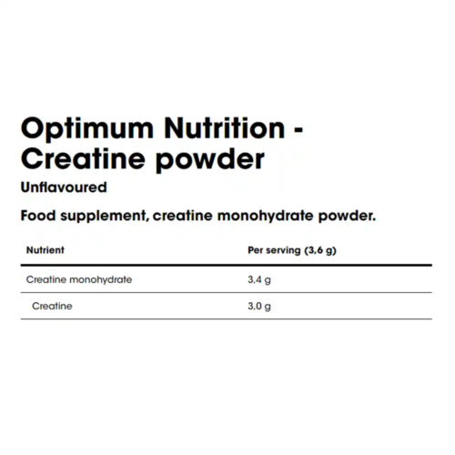Optimum Nutrition Creatine Powder Nutritional Information