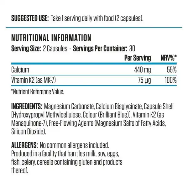 Applied Nutrition Calcium & Vitamin K2 - Image 2