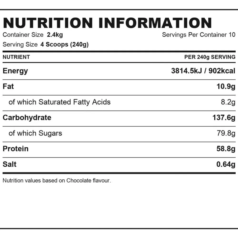 Applied Nutrition Critical Mass Original High Calorie Gainer 2.4kg - Image 2